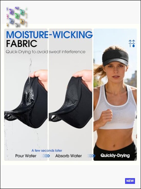 Wide Brim Sun Visor Hat - Quick Dry Adjustable Unisex Golf Tennis Pickleball main image 4